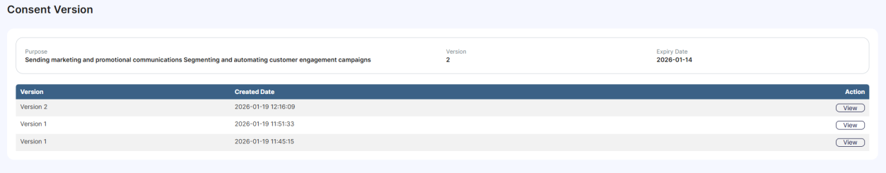 consent versioning Screenshot