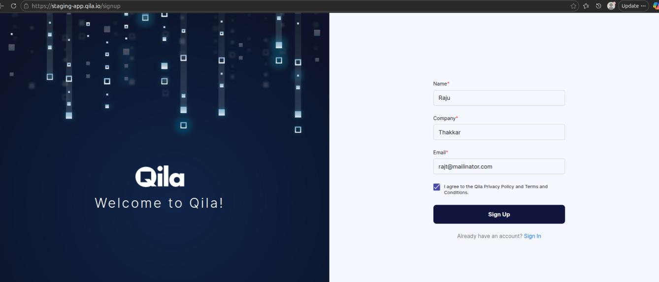 Sign-Up Page Screenshot