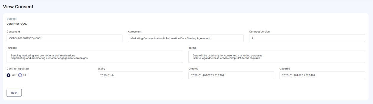 consent versioning Screenshot